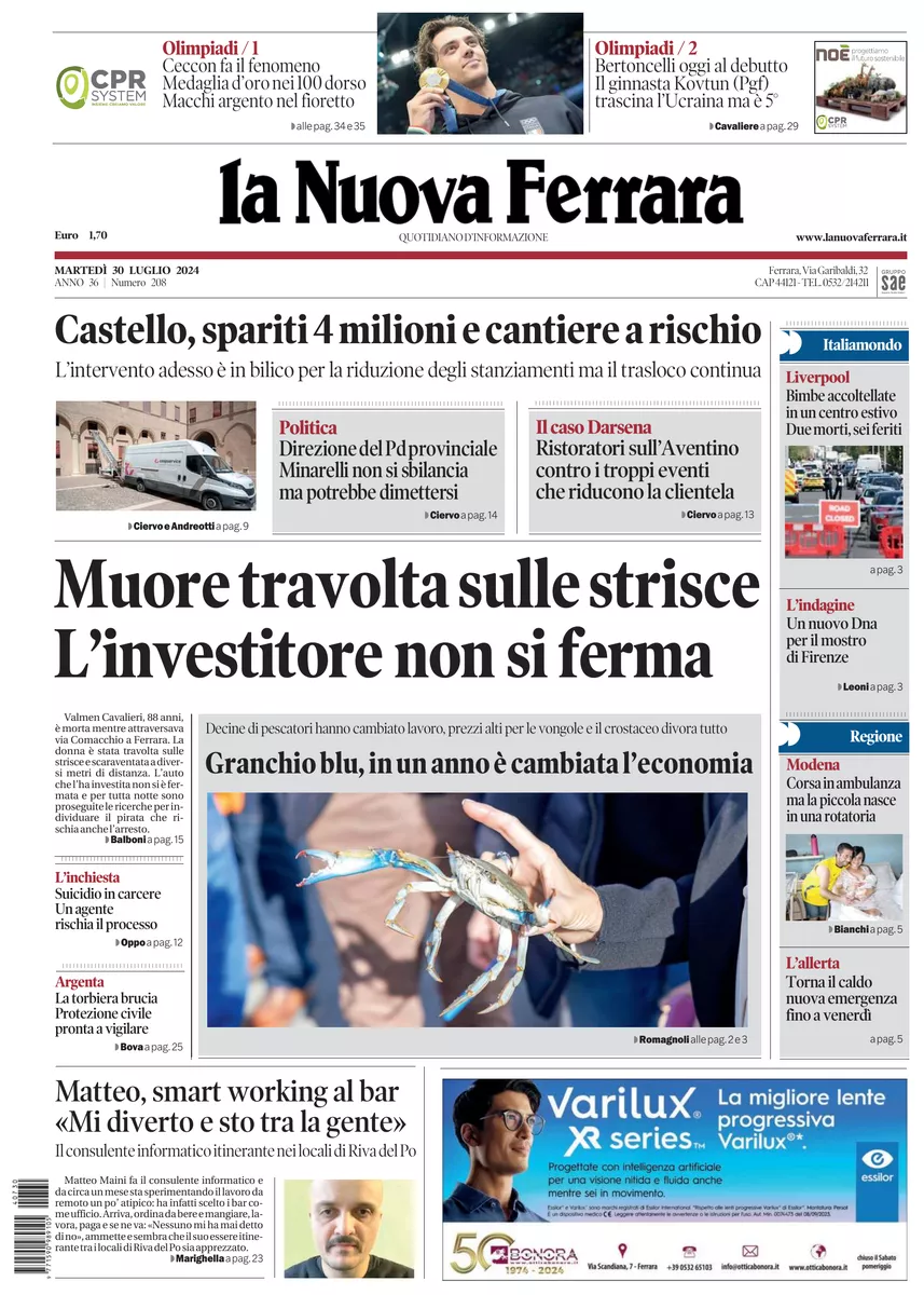 Prima-pagina-nuova ferrara-oggi-edizione-del-2024-07-30